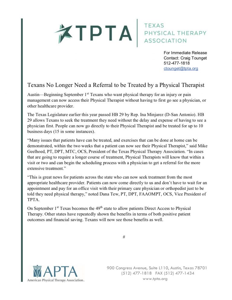 Direct Access Catalyst Physical Therapy   DA Press Release 768x994 